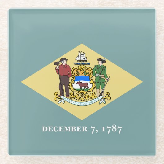 Vlag van Delaware Glazen Onderzetter (Voorkant)