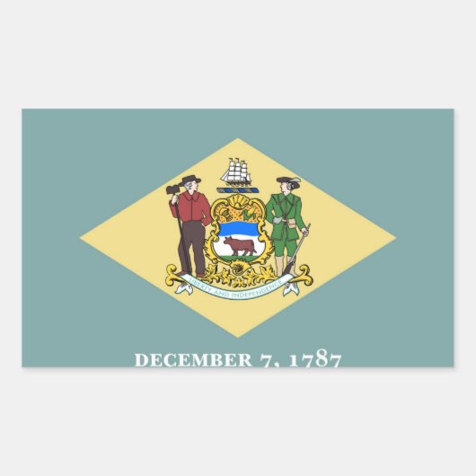 vlag van Delaware Rechthoekige Sticker (Voorkant)