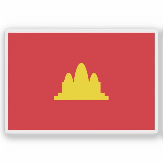 Vlag van Democratisch Kampuchea (1975-1979) Sticker (Voorkant)