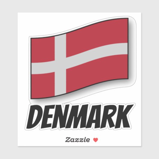 Vlag van Denemarken, gelabeld Sticker (Vel)