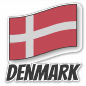 Vlag van Denemarken, gelabeld Sticker (Voorkant)