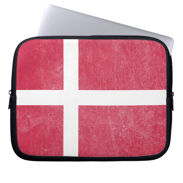 Vlag van Denemarken Grunge Laptop Sleeve (Voorkant)