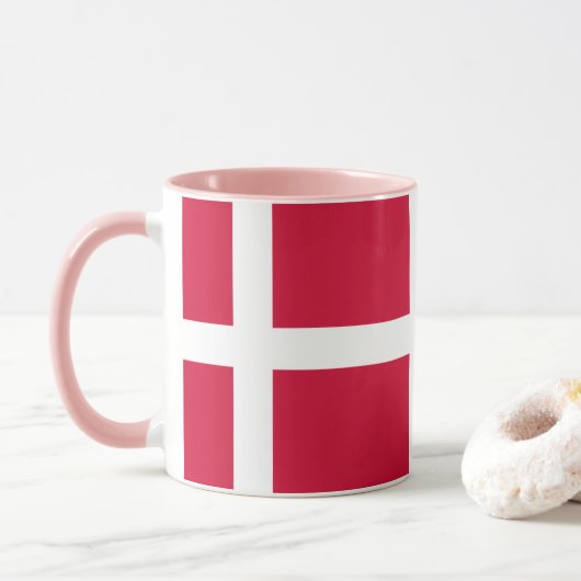Vlag van Denemarken of Deense kleding Mok (Met donut)