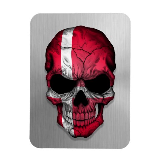 Vlag van Denemarken op een Steel Skull Graphic Magneet (Verticaal)