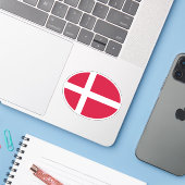 Vlag van Denemarken Sticker (Laptop met iPhone)