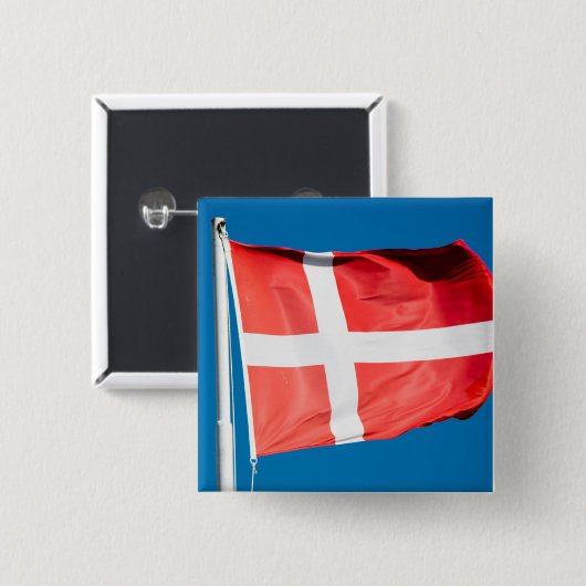 Vlag van Denemarken Vierkante Button 5,1 Cm (Voorkant /achterkant)
