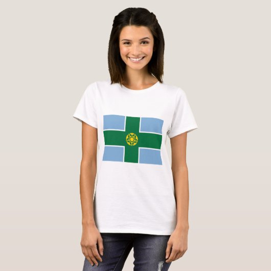 Vlag van Derbyshire (County of England, Verenigd K T-shirt (Voorkant volledig)
