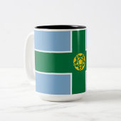 Vlag van Derbyshire (County of England, Verenigd K Tweekleurige Koffiemok (Voorkant links)