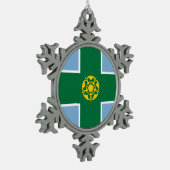 Vlag van Derbyshire Tin Sneeuwvlok Ornament (Links)