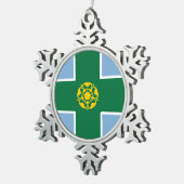Vlag van Derbyshire Tin Sneeuwvlok Ornament (Rechts)