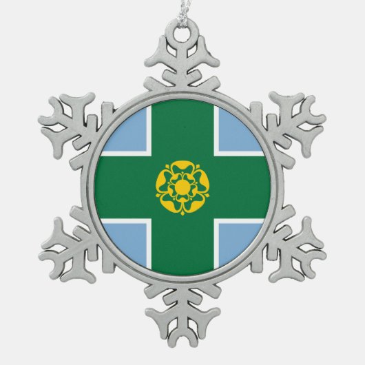 Vlag van Derbyshire Tin Sneeuwvlok Ornament (Voorkant)