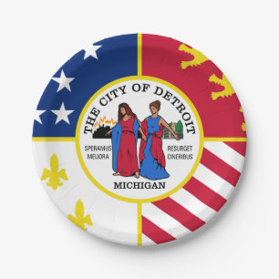 Vlag van Detroit, Borden van Michigan Paper Papieren Bordje