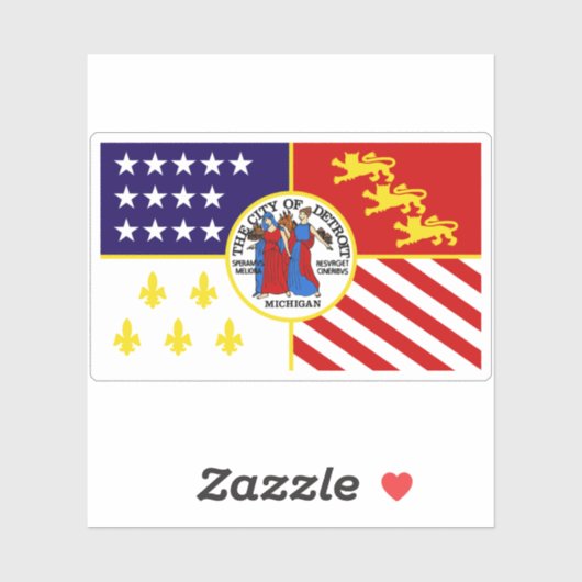 Vlag van Detroit, Michigan (1976-2000) Sticker (Vel)