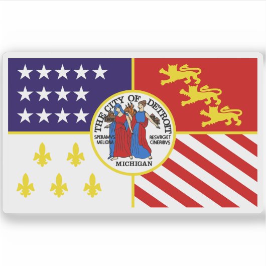 Vlag van Detroit, Michigan (1976-2000) Sticker (Voorkant)