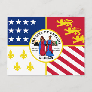 Vlag van Detroit, Michigan Ansichtkaart Briefkaart