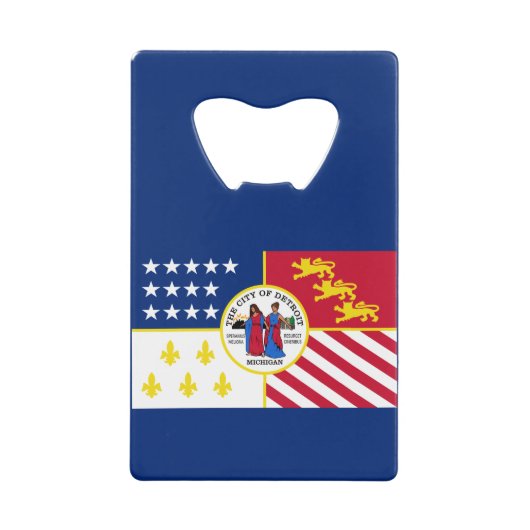 Vlag van Detroit, Michigan Credit Card Bottle Open Creditkaart Flessenopener (Voorkant)