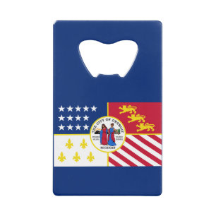 Vlag van Detroit, Michigan Credit Card Flesopener Creditkaart Flessenopener