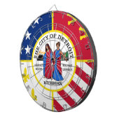 Vlag van Detroit, Michigan Dartboard Dartbord (Voorkant Rechts)