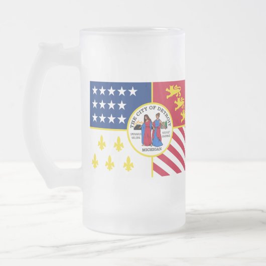 Vlag van Detroit, Michigan Frosted Glass Beer Mok (Links)