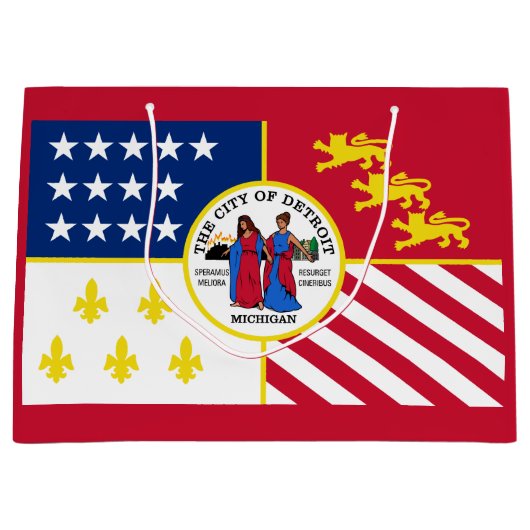 Vlag van Detroit, Michigan Gift Bag Groot Cadeauzakje (Voorkant)
