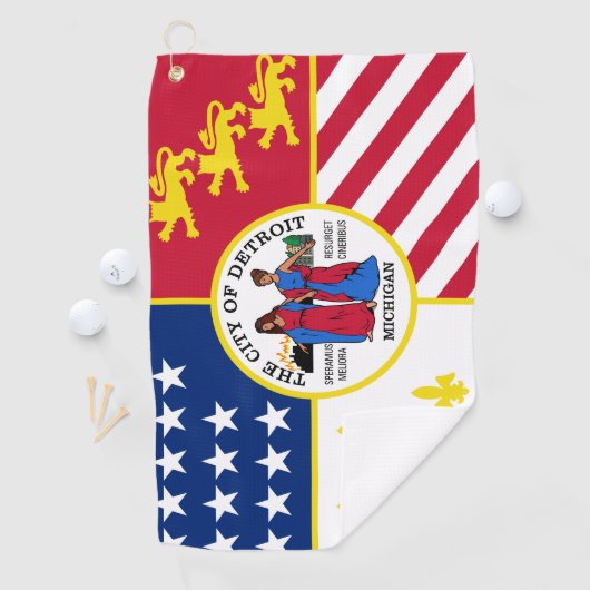 Vlag van Detroit, Michigan Golfhanddoek (Insitu)