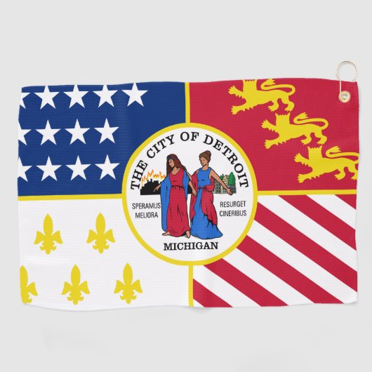 Vlag van Detroit, Michigan Golfhanddoek (Horizontaal)