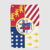 Vlag van Detroit, Michigan Golfhanddoek (Voorkant)