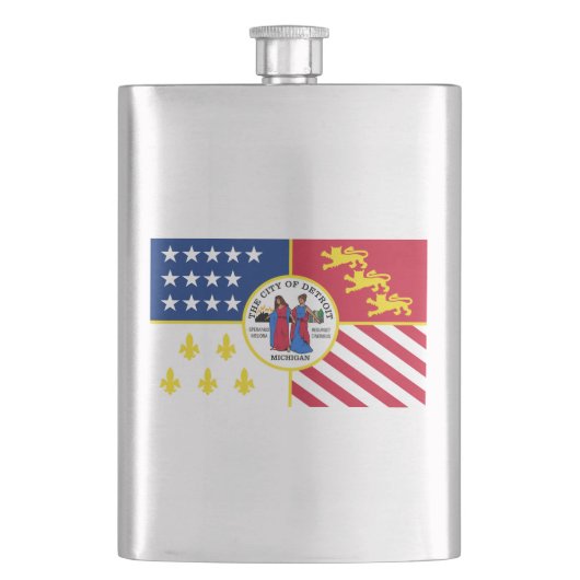 Vlag van Detroit, Michigan Hip Flask Flacon (Voorkant)