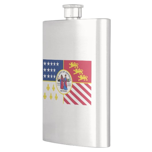 Vlag van Detroit, Michigan Hip Flask Flacon (Links)