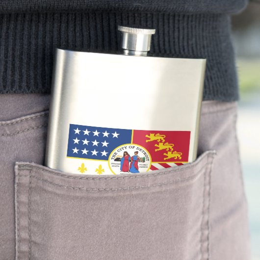 Vlag van Detroit, Michigan Hip Flask Flacon (Voorbeeld)