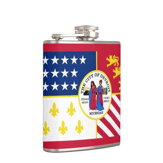 Vlag van Detroit, Michigan Hip Flask Heupfles (Rechts)