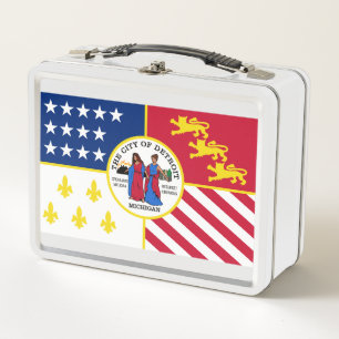 Vlag van Detroit, Michigan Metal Lunch Box