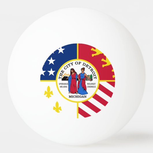 Vlag van Detroit, Michigan Ping-Pong Ball (Voorkant)