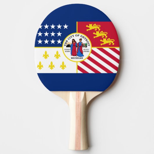Vlag van Detroit, Michigan Ping Pong Paddle Tafeltennisbatje (Voorkant)