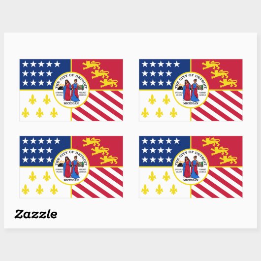 Vlag van Detroit, Michigan Rechthoekige Sticker (Vel)