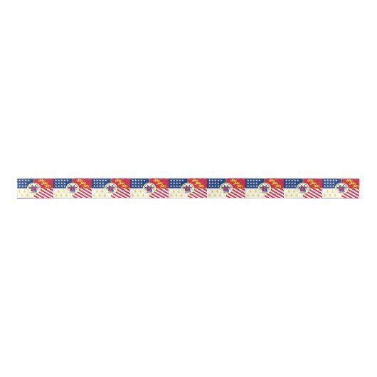 Vlag van Detroit, Michigan Satin Ribbon Satijnen Lint (Voorkant)