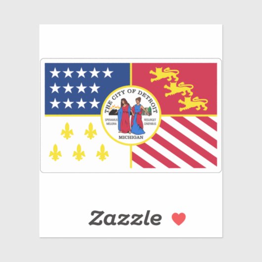 Vlag van Detroit, Michigan Sticker (Vel)