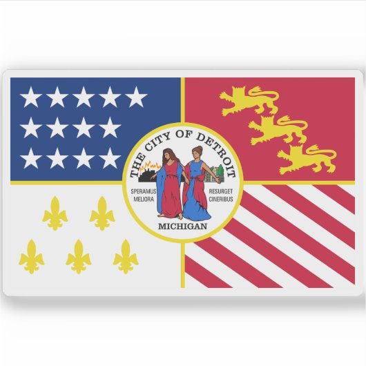 Vlag van Detroit, Michigan Sticker (Voorkant)