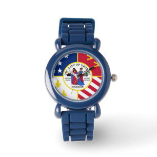Vlag van Detroit, Michigan Watch Horloge