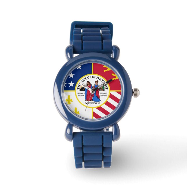 Vlag van Detroit, Michigan Watch Horloge (Voorkant)