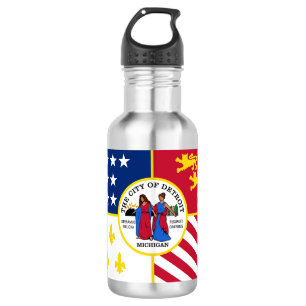 Vlag van Detroit, Michigan Water Bottle Waterfles