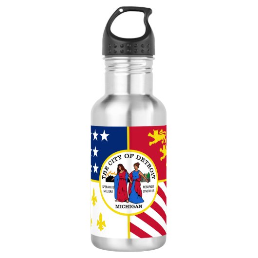 Vlag van Detroit, Michigan Water Bottle Waterfles (Voorkant)