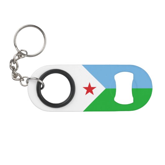 Vlag van Djibouti Mini Flessenopener (Voorkant (Horizontaal))