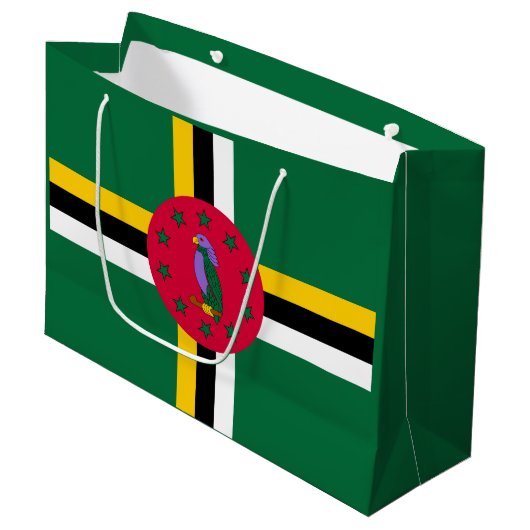 Vlag van Dominica Groot Cadeauzakje (Voorkant Gekanteld)