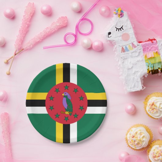 vlag van Dominica Papieren Bordje (Feest)