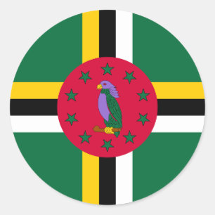 vlag van Dominica Ronde Sticker