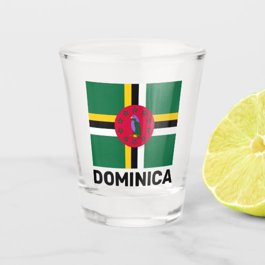 vlag van Dominica Shot Glas (Voorkant)