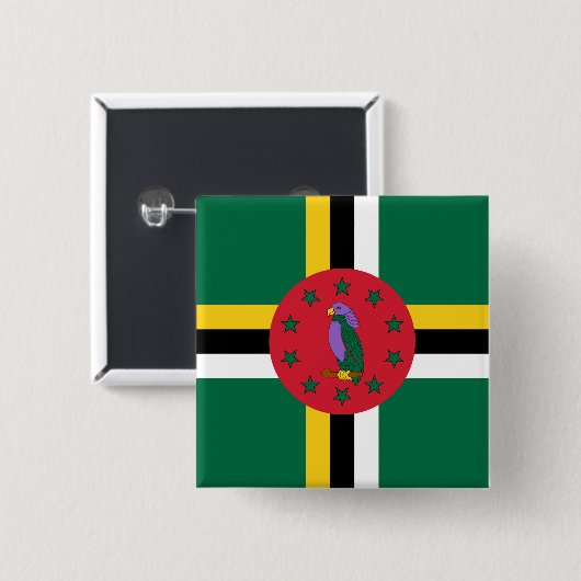 vlag van Dominica Vierkante Button 5,1 Cm (Voorkant /achterkant)