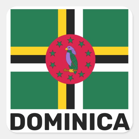 vlag van Dominica Vierkante Sticker (Voorkant)