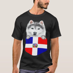 Vlag van Dominicaanse Republiek Siberische Husky-h T-shirt